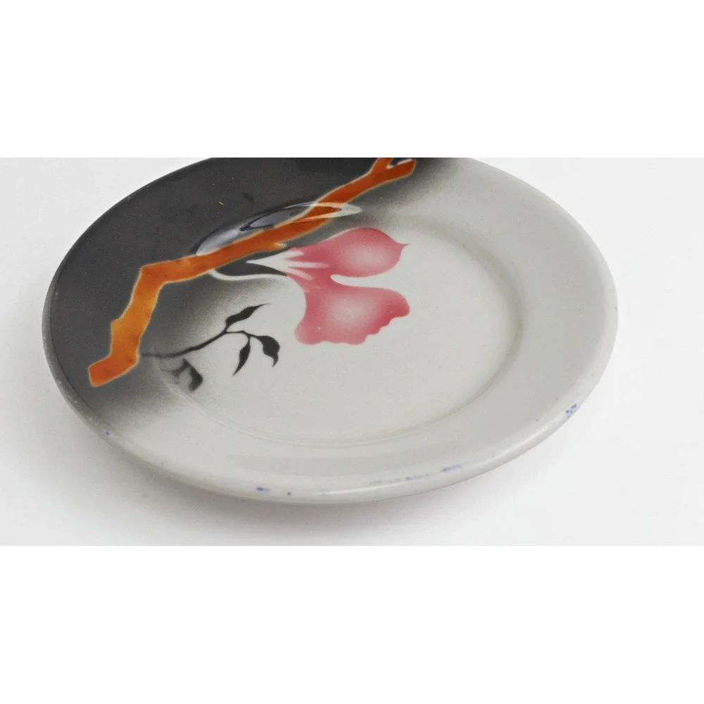 Vintage 1970s Jackson China Pink Flower Airbrush Pattern Restaurant Plates 5.5